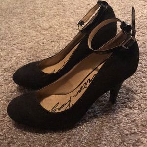 Black suede heels